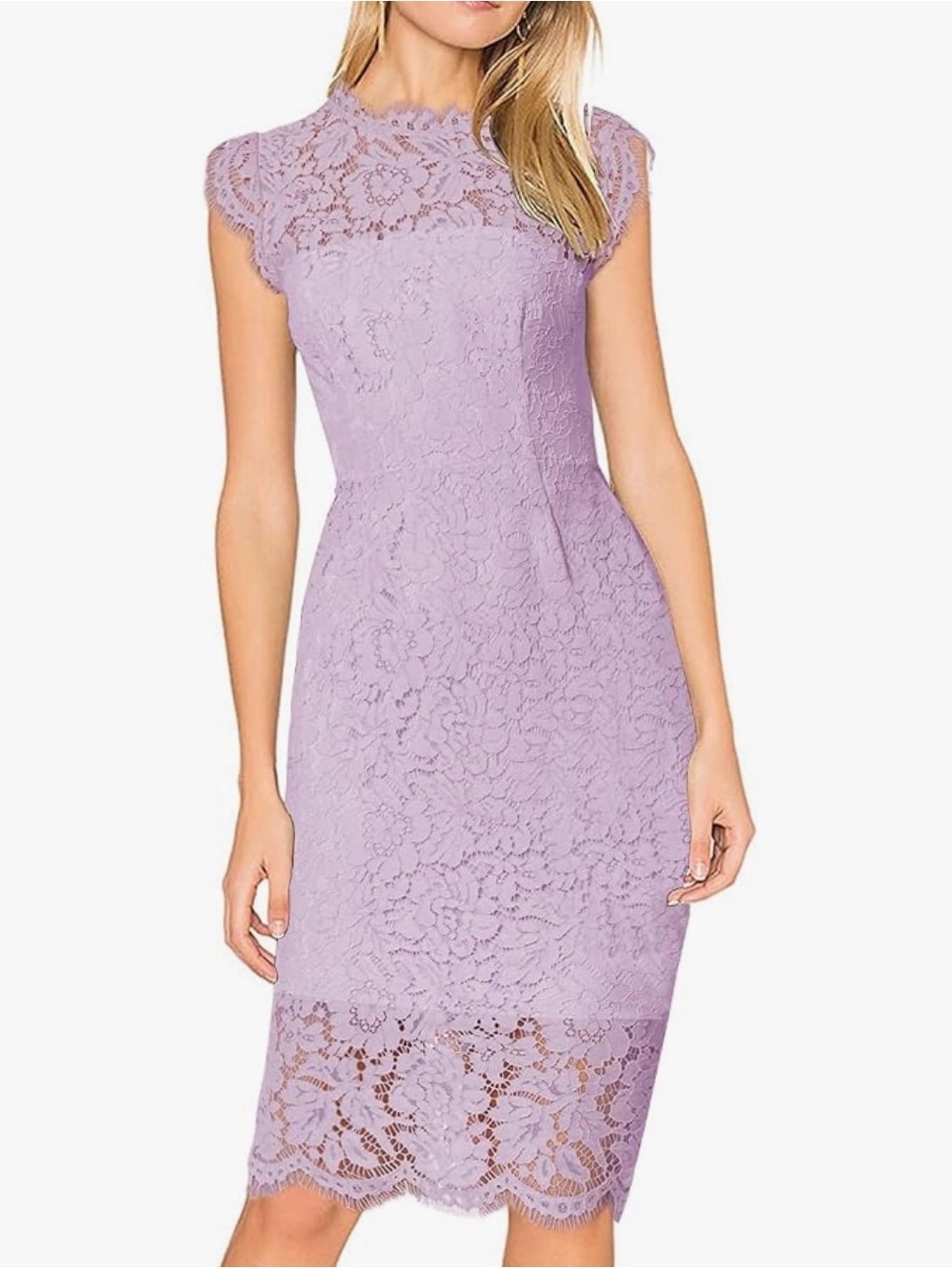 Merokeety women’s lace floral cocktail dress. Lavender, light violet